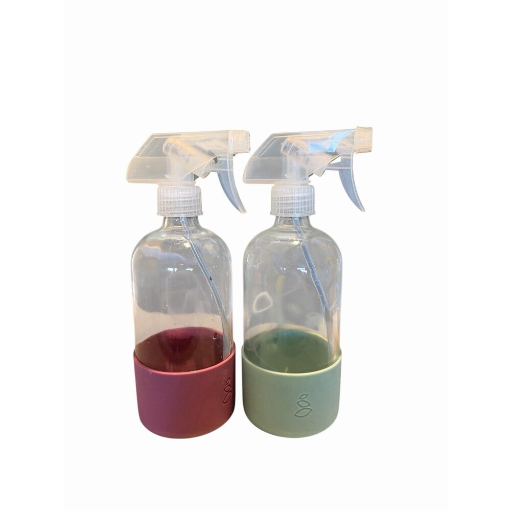 2 Grove Collaborative Glass Spray Bottle w/ Silicone Sleeve 16 Oz (Used)